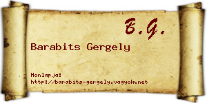 Barabits Gergely névjegykártya